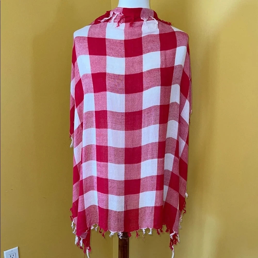 Red and White Checkered Shawl